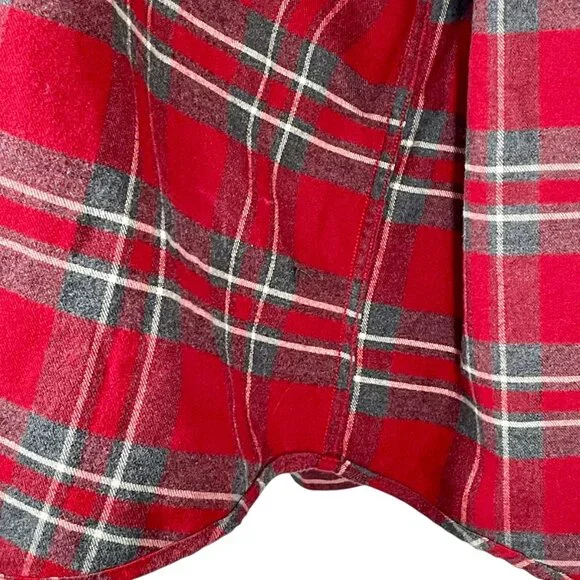 Abercrombie & Fitch 100% Cotton Red Gray Plaid Flannel Button Down Men’s XXL - Picture 11 of 15
